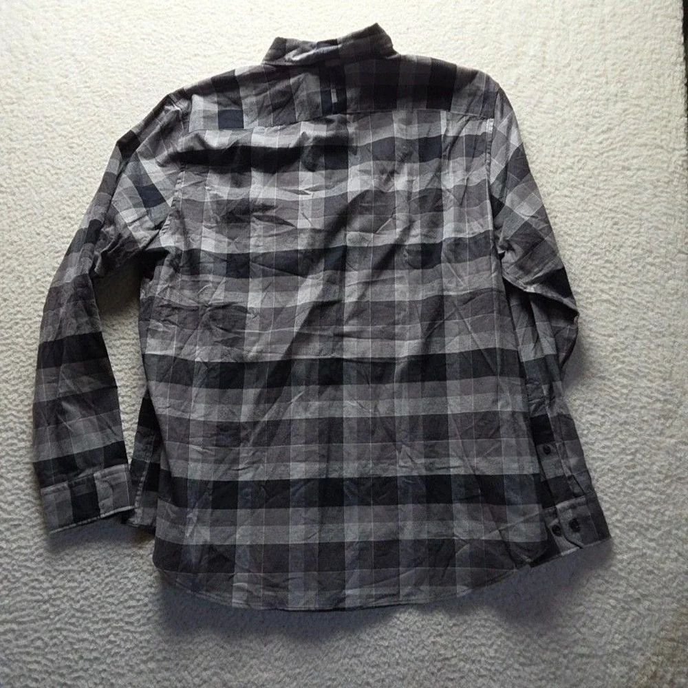 Banana Republic Shirt Mens XL Gray Plaid Flannel Long Sleeve Slim Fit Button-Up